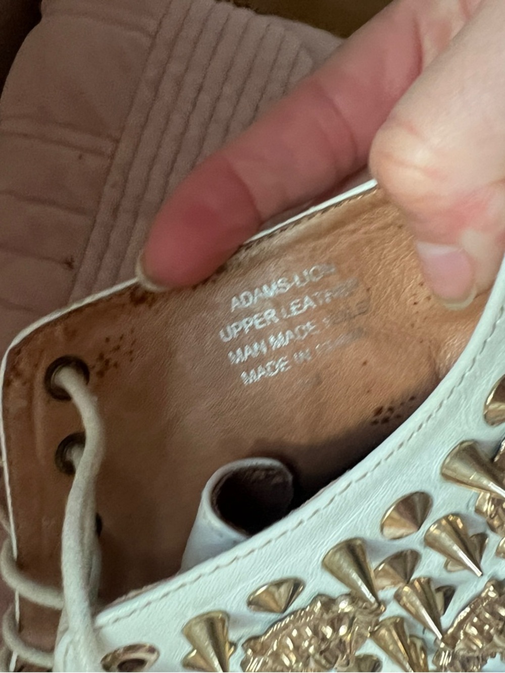 Jeffrey Campbell White High-Top Sneakers with Gold Studs - Picture 7 of 11